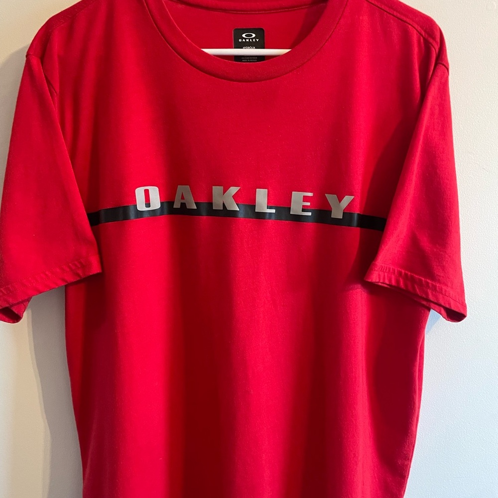 Oakley Red Short Sleeve Tee with Black & Silver Logo